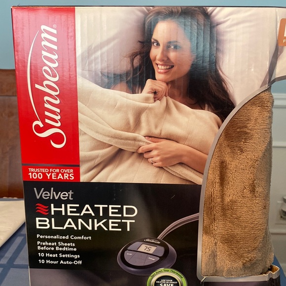 Sunbeam Bedding Sunbeam Velvet Heated Blanket Full Brown Poshmark